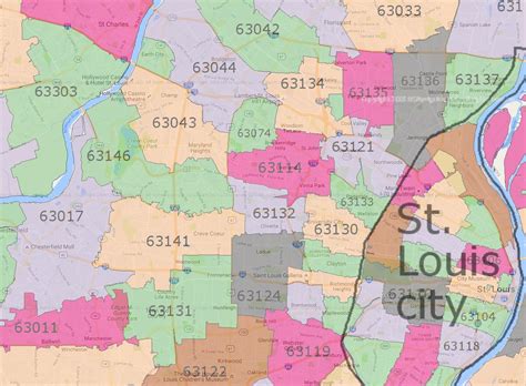 MAP Zip Code Map St Louis